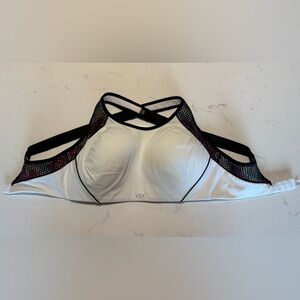 Victoria's Secret White & Black Sports Bra with Rainbow Mesh Trim 34DD